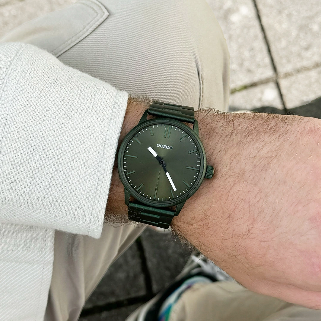 Dark green OOZOO watch with stainless steel bracelet - C11402