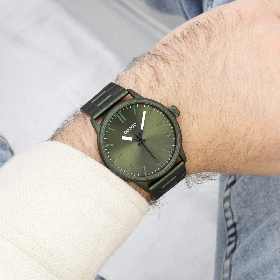 Dark green OOZOO watch with stainless steel bracelet - C11402