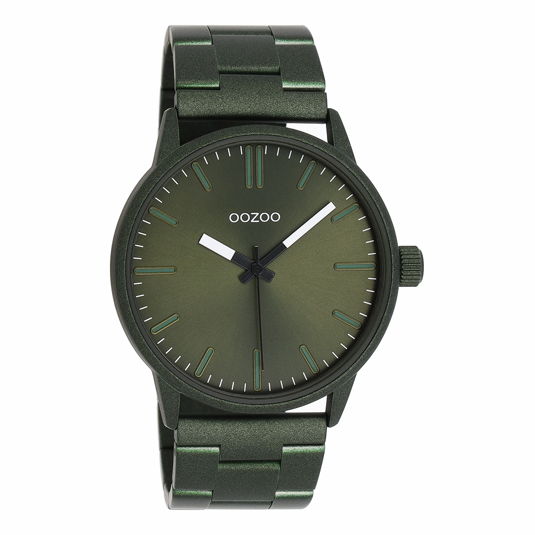 Dark green OOZOO watch with stainless steel bracelet - C11402