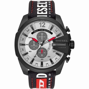 Diesel Men's Watch - Mega Chief Quartz SS Case Silver Dial Black Bracelet | DZ4512