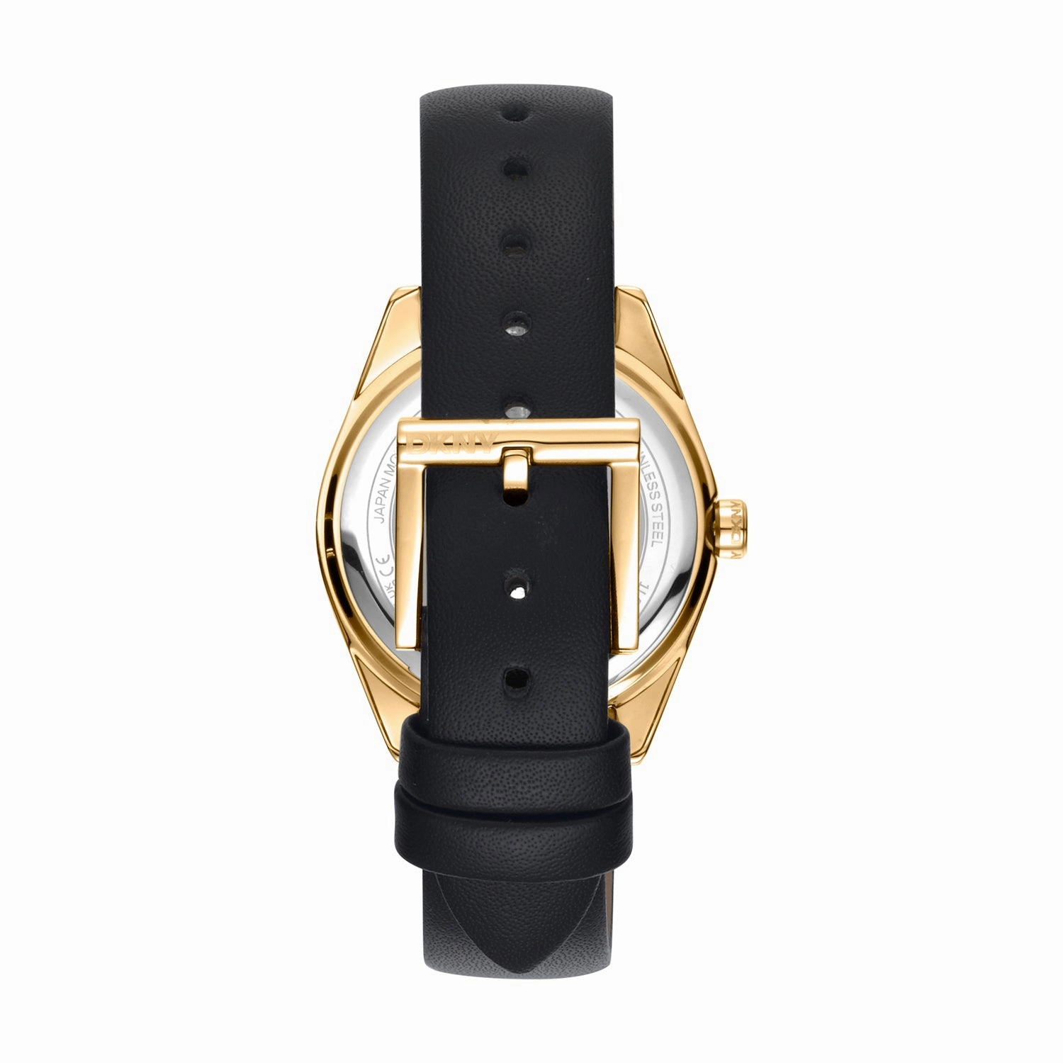 DKNY Chambers Midi Black Dial Black Leather Strap Watch DK1L016L0025