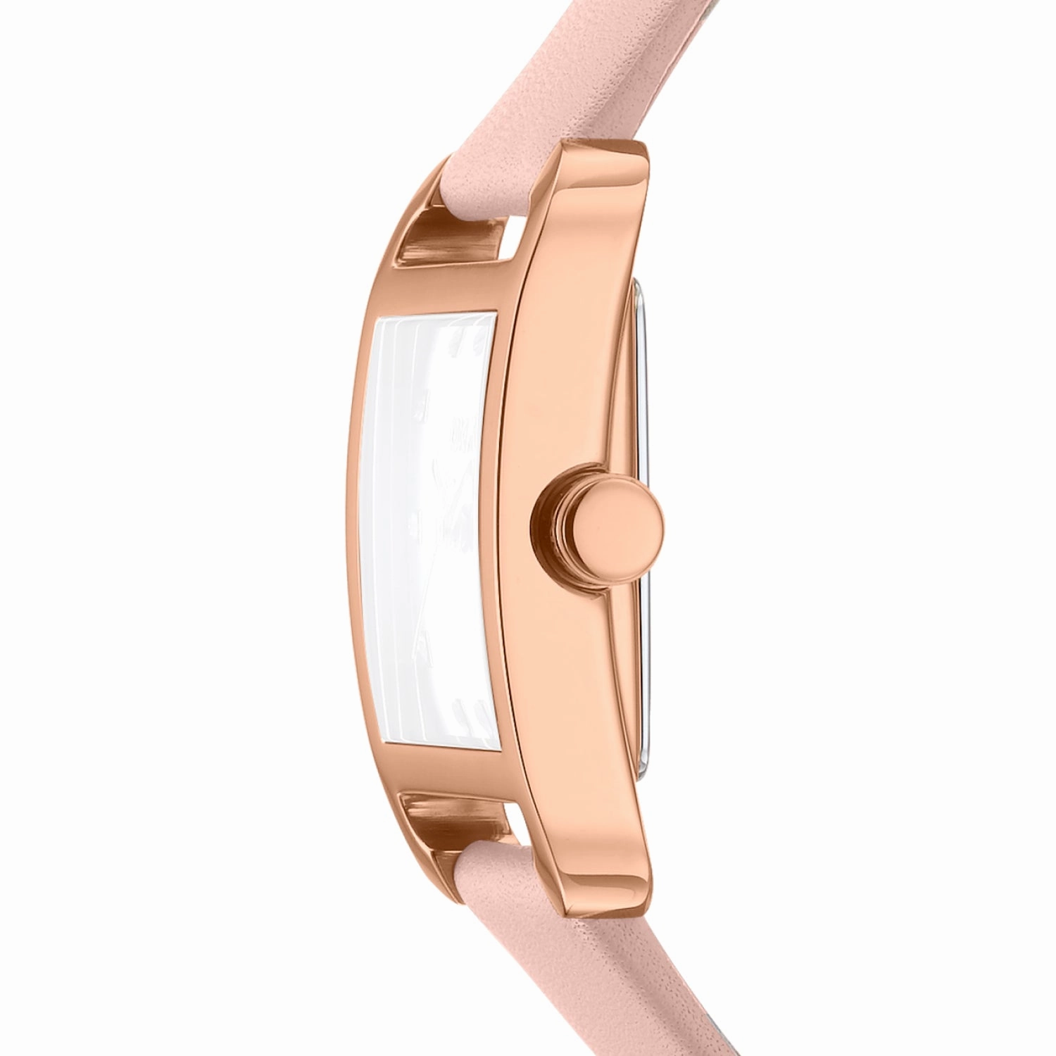 DKNY City Midi Silver Dial Pink Leather Strap Watch DK1L004L0035