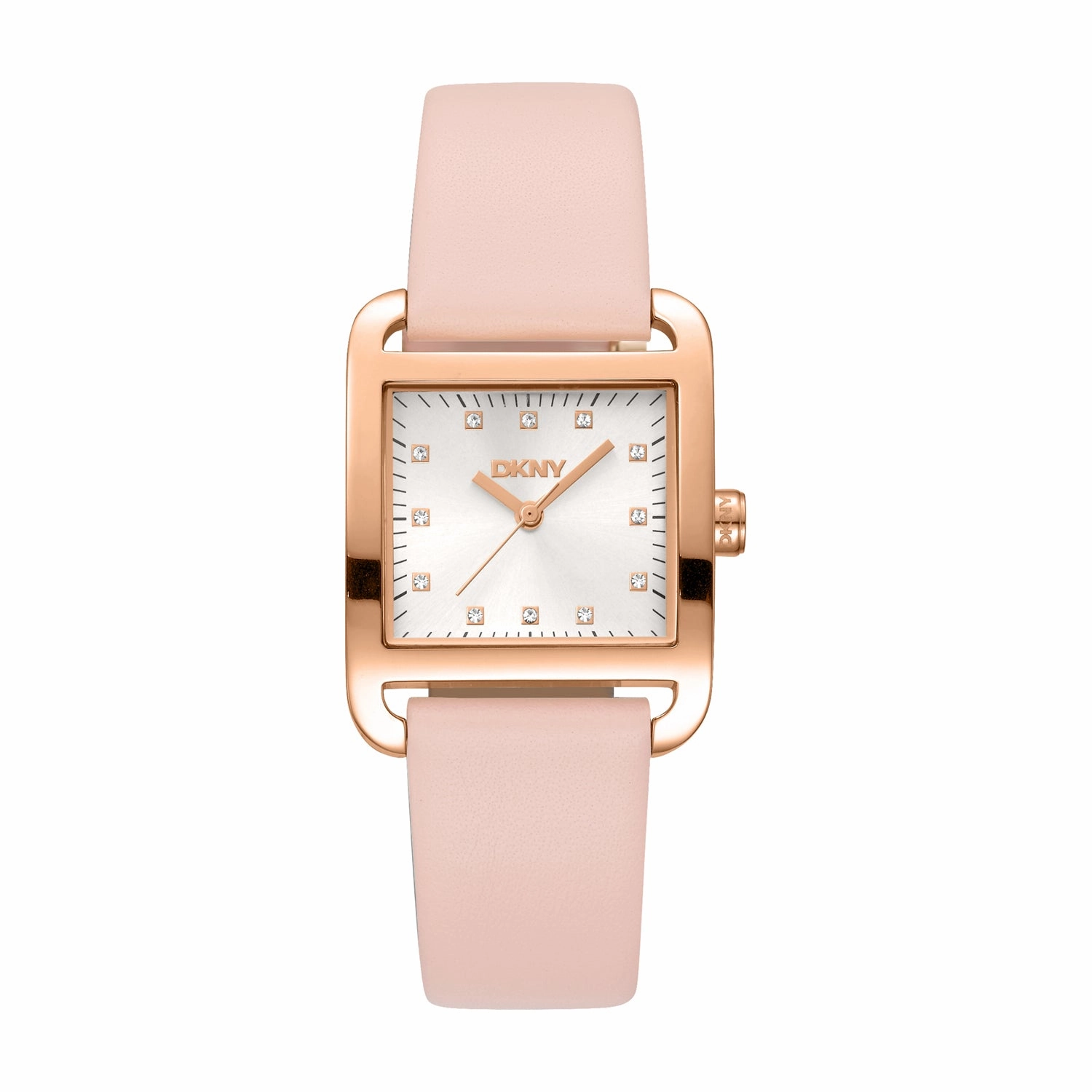 DKNY City Midi Silver Dial Pink Leather Strap Watch DK1L004L0035