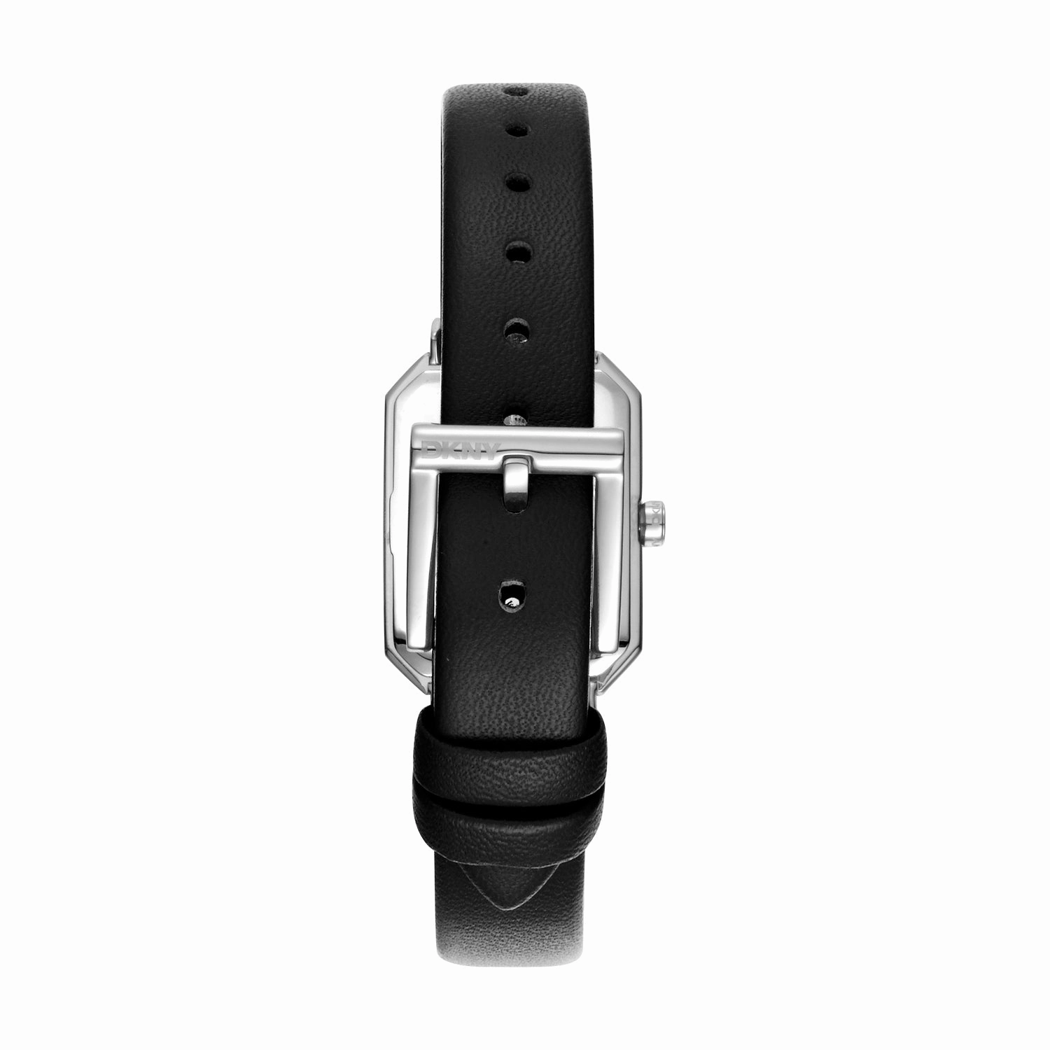 DKNY Uptown Midi Silver Dial Black Leather Strap Watch DK1L076L0015