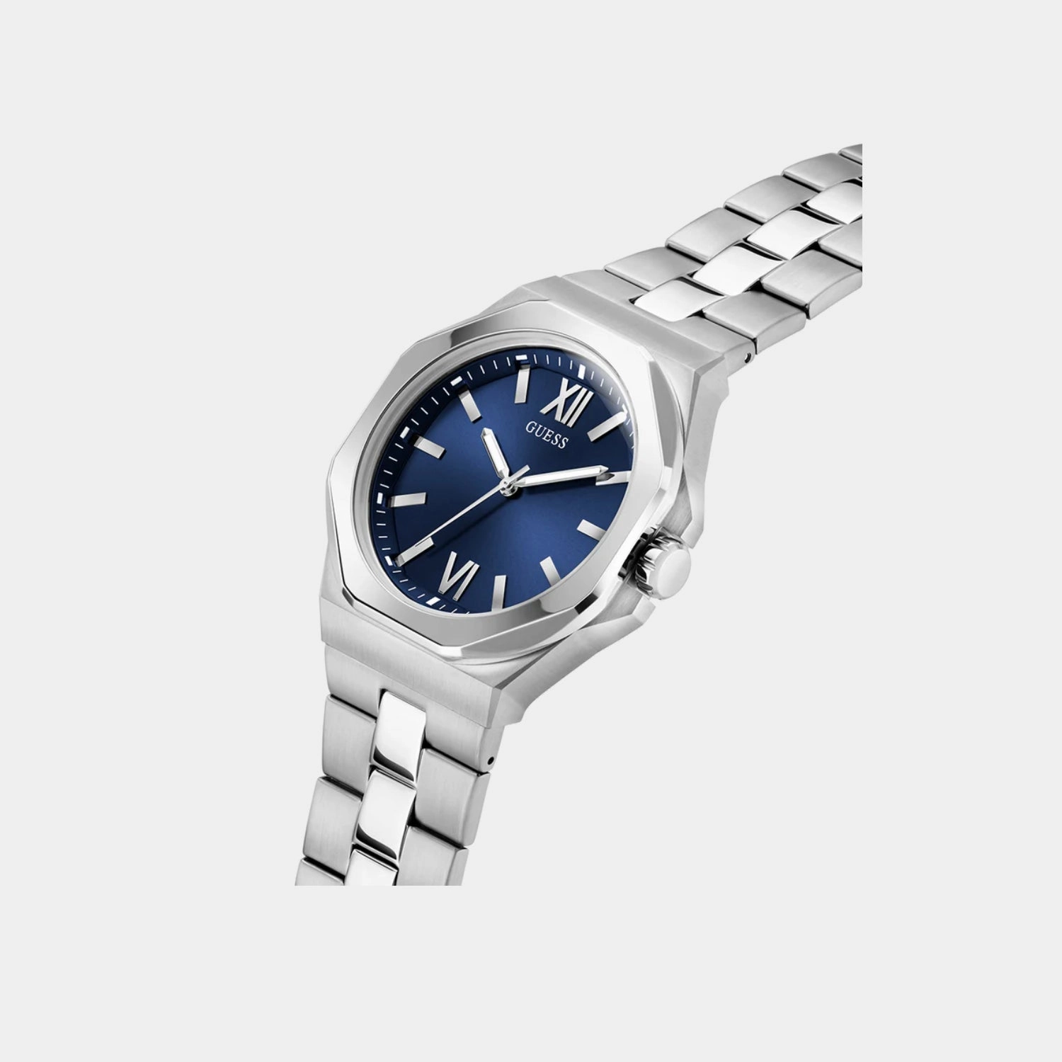 Dress Men Quartz Blue Dial Analog Stainless Steel Watch GW0849G1