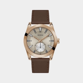 Dress Men Quartz Grey Dial Multi-Function Leather Watch GW0793G3