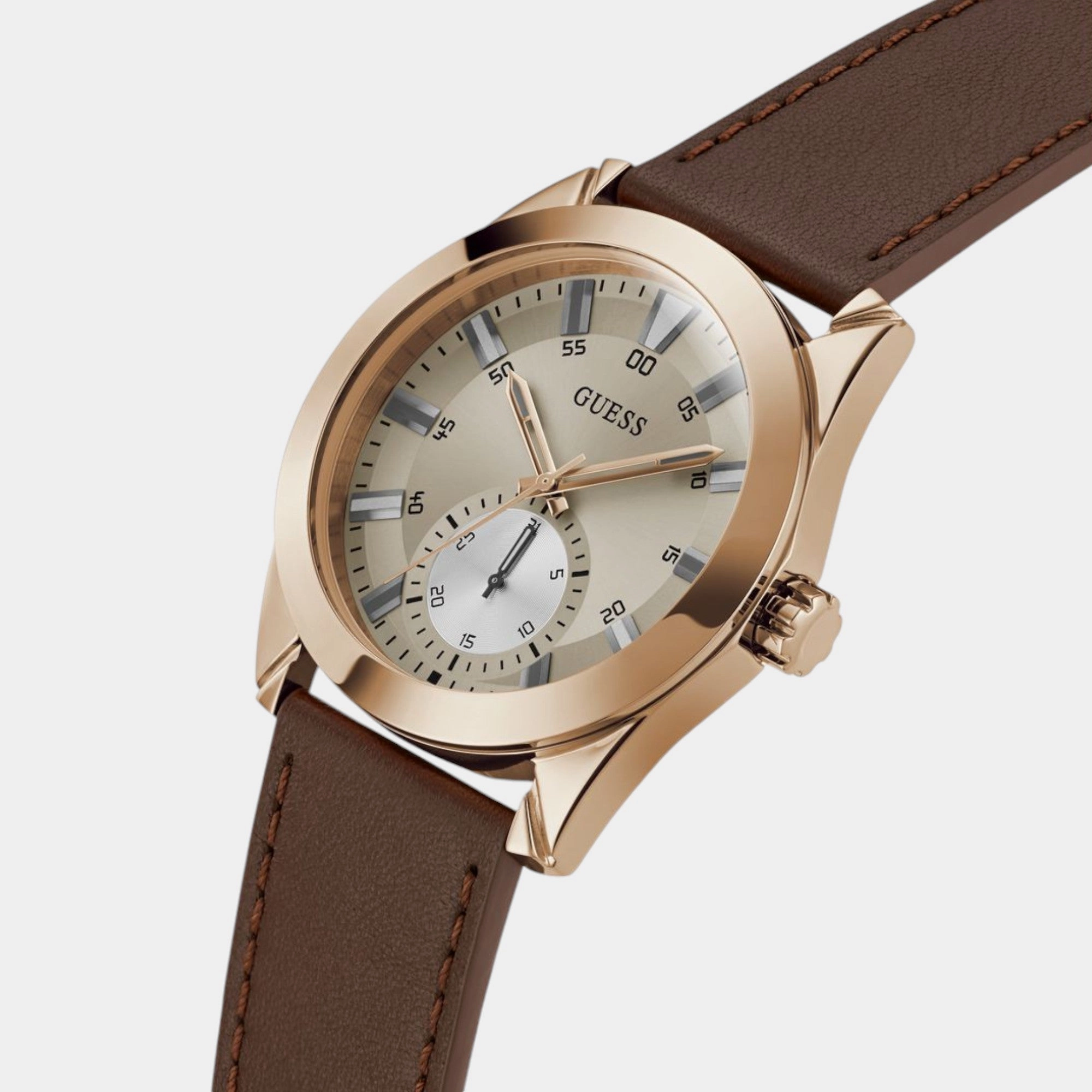 Dress Men Quartz Grey Dial Multi-Function Leather Watch GW0793G3