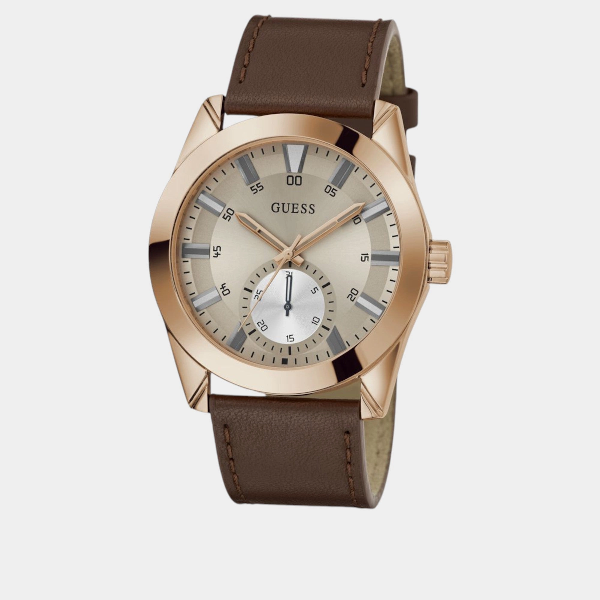 Dress Men Quartz Grey Dial Multi-Function Leather Watch GW0793G3