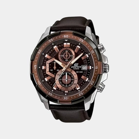 Edifice Men's Brown Chronograph Leather Watch EX194 - EFR-539L-5AVUDF