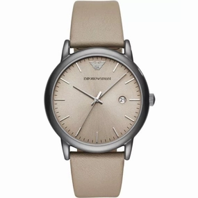 Emporio Armani Analog Gray Dial Taupe Leather Men's Watch AR11116P