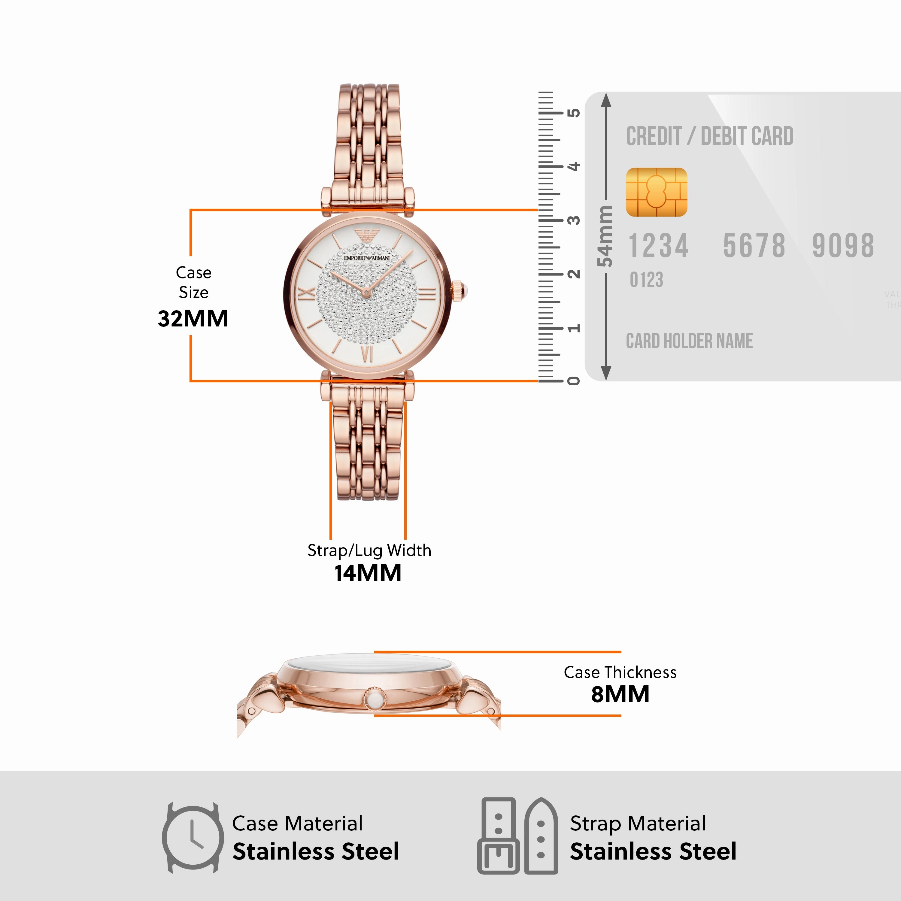 Emporio Armani Women's Rose Gold Stainless Steel Watch AR11244