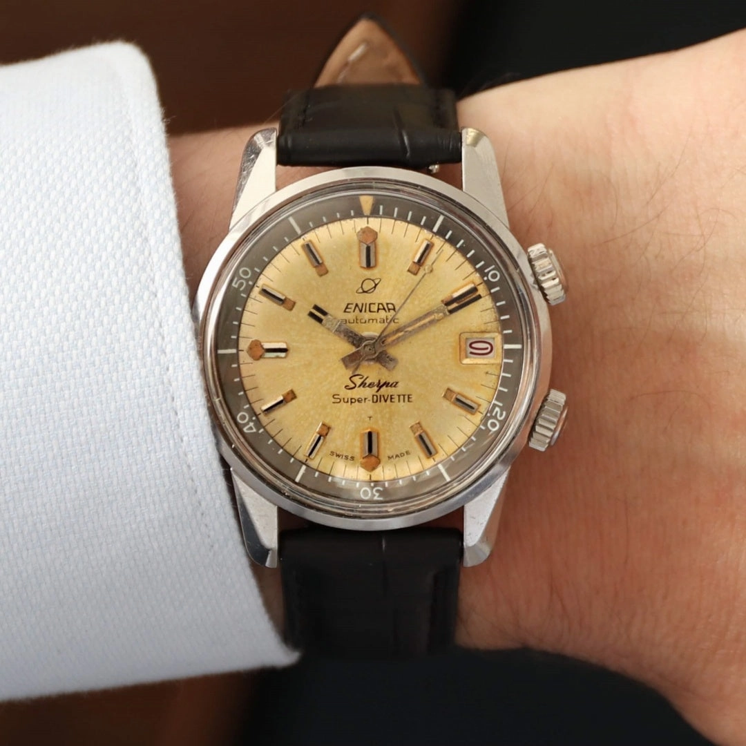 Enicar Sherpa Super-Divette 144-35-01 'Tropical Champagne dial'