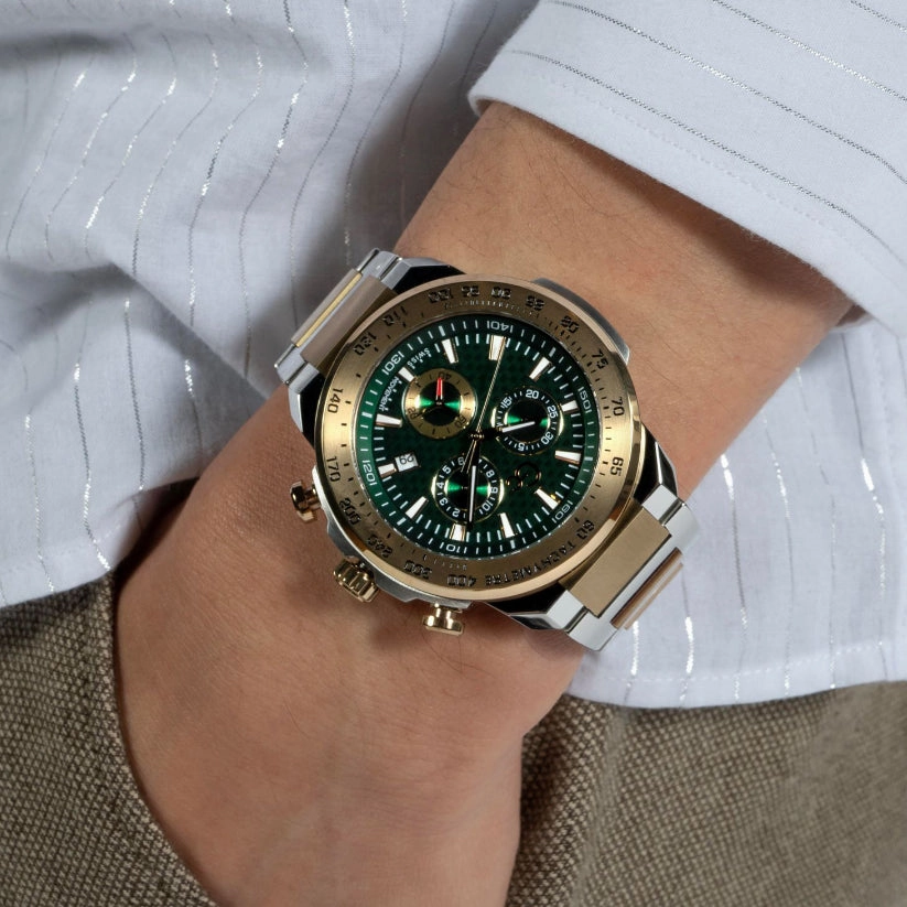 First Class Men Quartz Green Dial Chronograph Stainless Steel Watch Z35002G9MF
