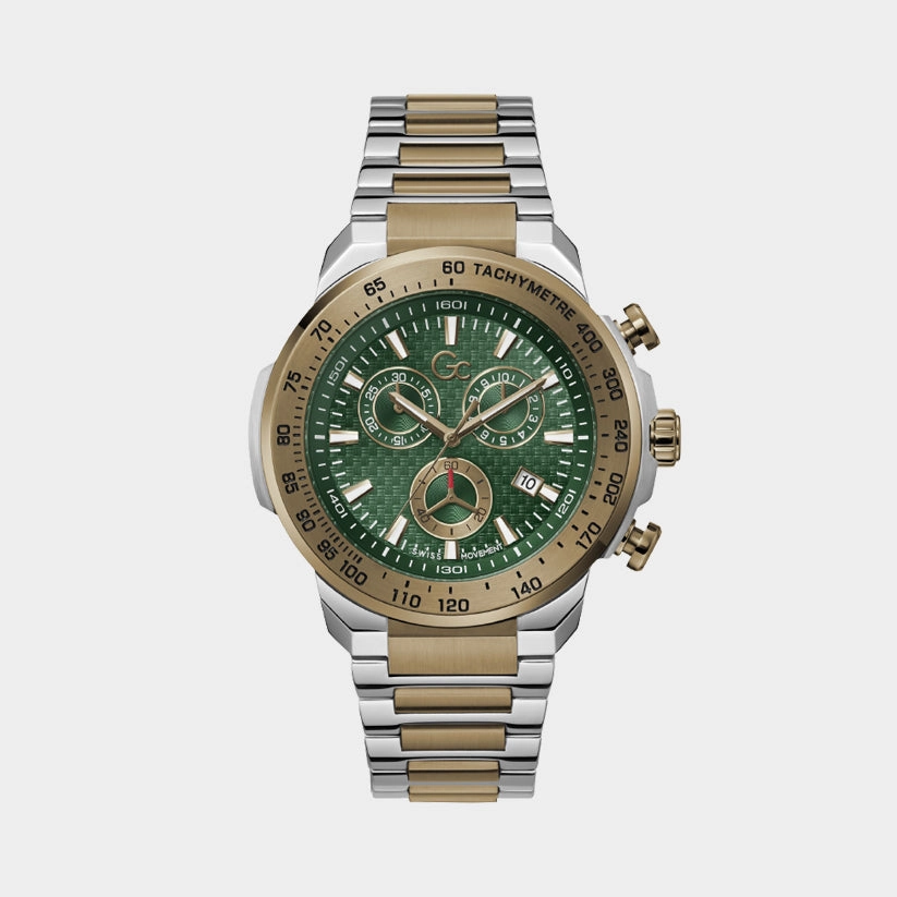 First Class Men Quartz Green Dial Chronograph Stainless Steel Watch Z35002G9MF