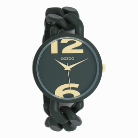 Forest green OOZOO watch with chunky chain bracelet - C11269