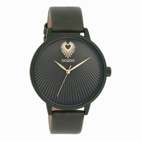 Forest green OOZOO watch with leather strap - C11248