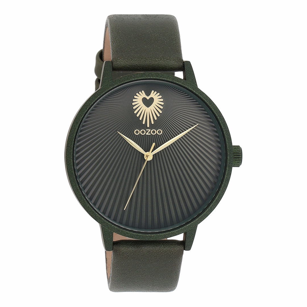 Forest green OOZOO watch with leather strap - C11248