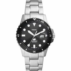 Fossil Blue Dive Black Dial Silver Tone Stainless Steel Men's Watch FS6032P