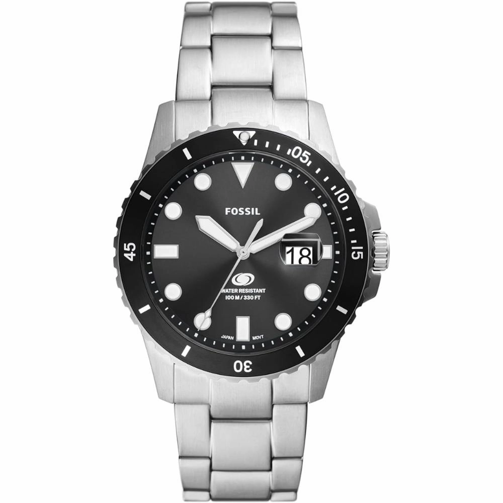 Fossil Blue Dive Black Dial Silver Tone Stainless Steel Men's Watch FS6032P