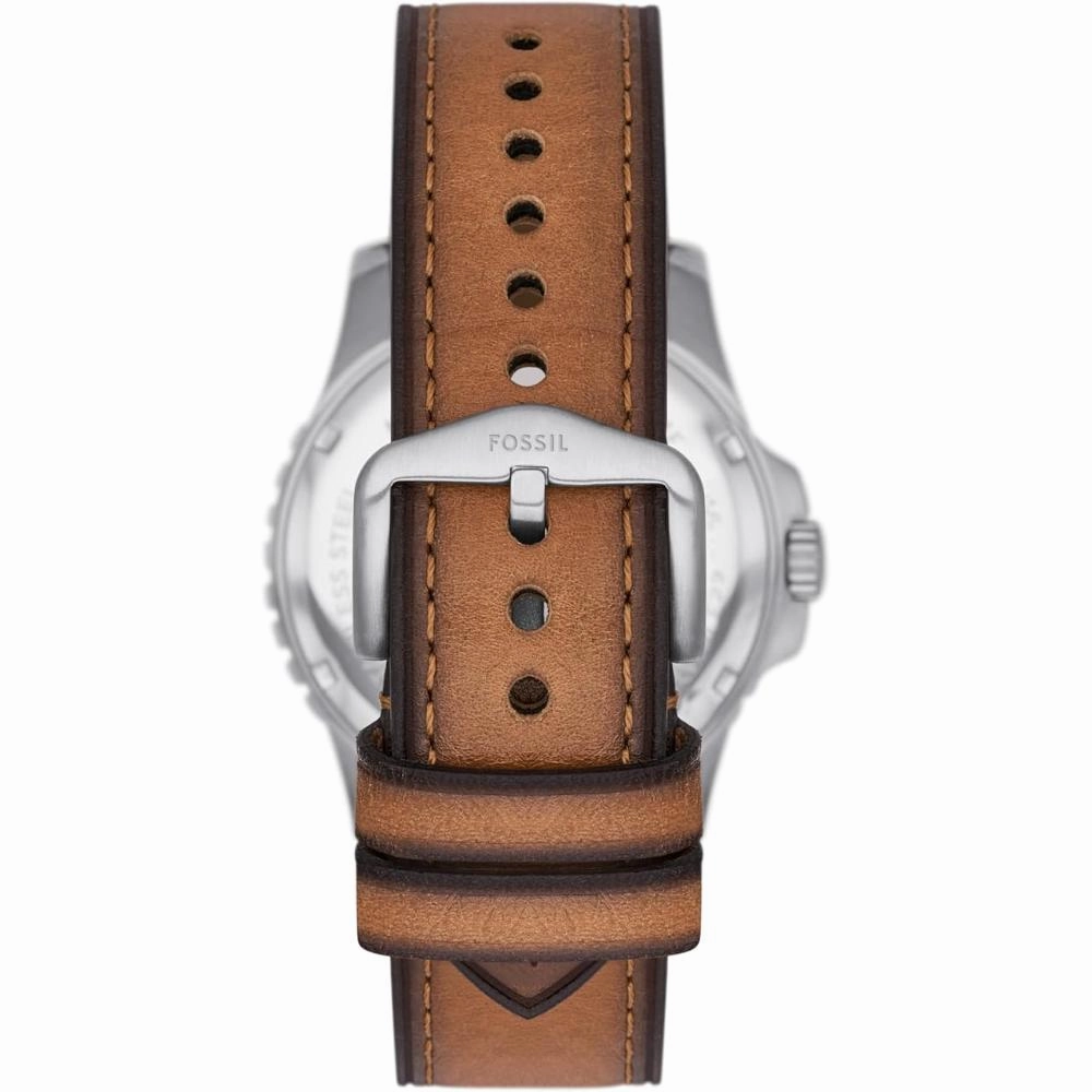 Fossil Blue Dive Green Dial Tan LiteHide Leather Strap Men's Watch FS5946P