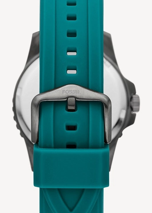 FOSSIL BLUE GREEN DIAL SMOKE CASE OASIS SILICON BAND FS5995