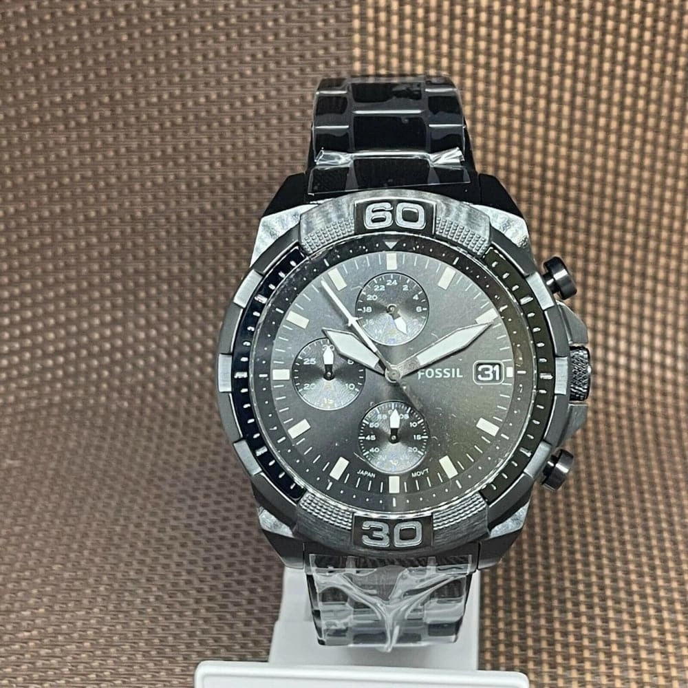 Fossil Bronson Chronograph Black Dial Stainless Steel Strap Men Watch FS5853P