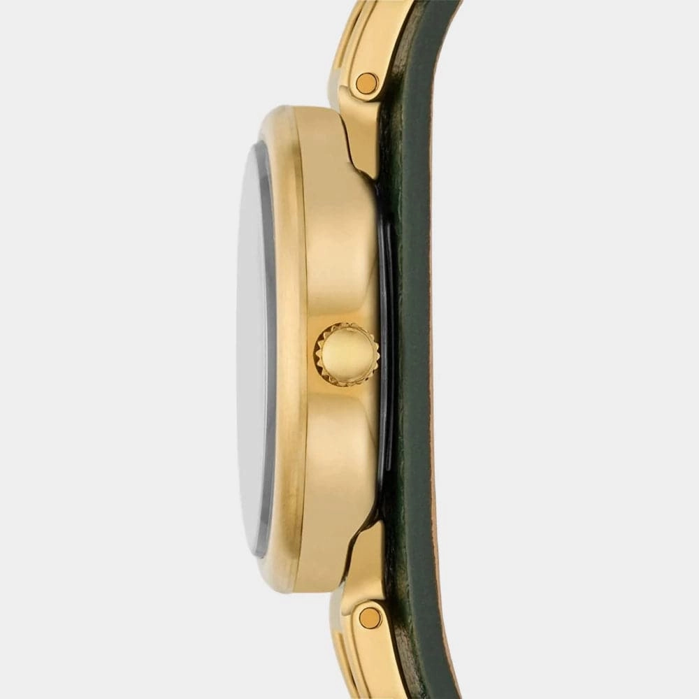 Fossil Carlie Green Dial Leather Strap Women Watch ES5241P