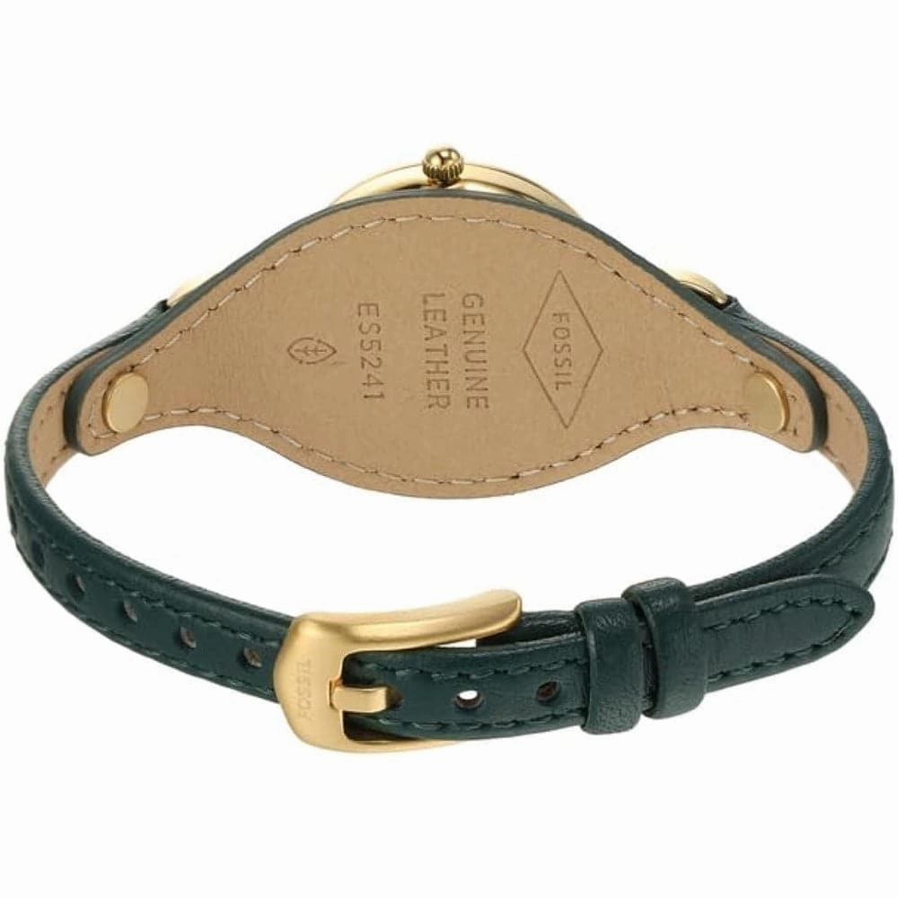 Fossil Carlie Green Dial Leather Strap Women Watch ES5241P