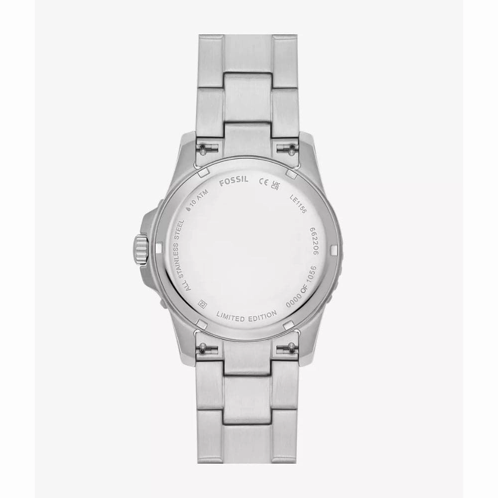 Fossil GMT Black Dial Silver Stainless Steel Strap Men Watch LE1156P