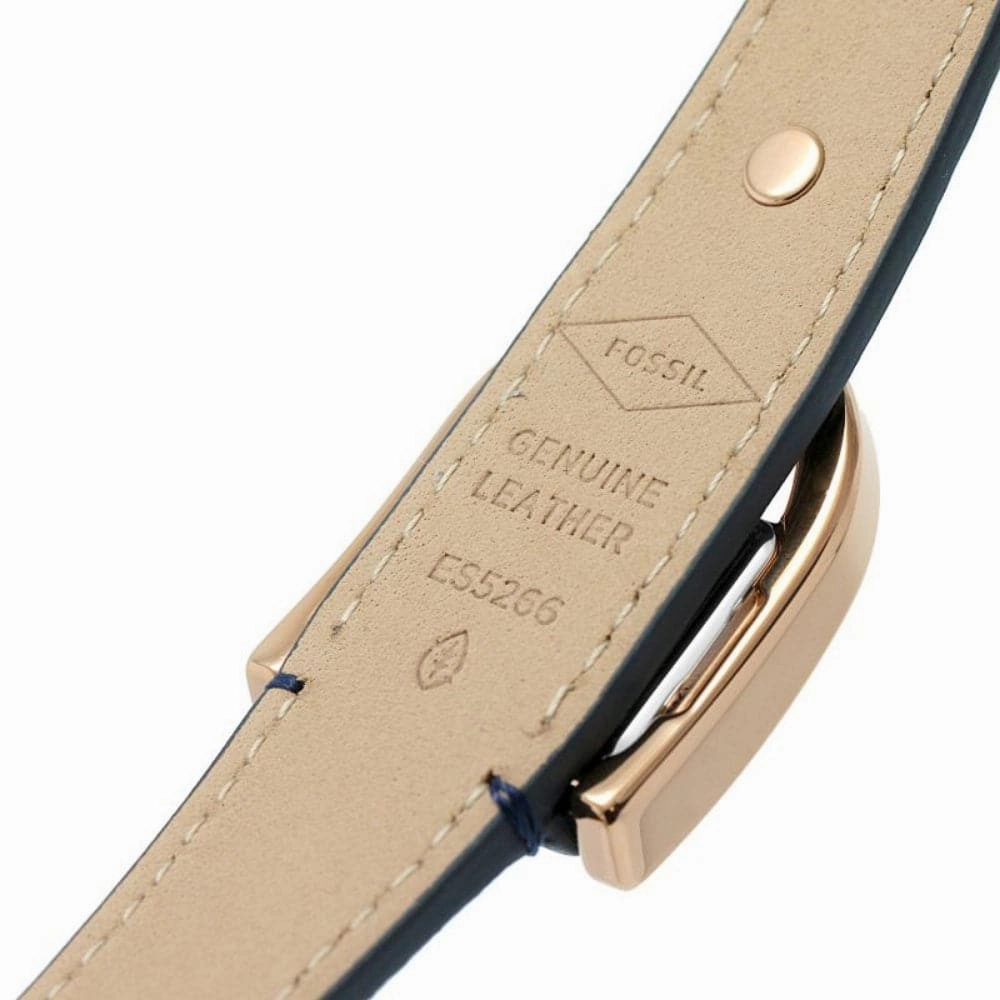 Fossil Harwell Silver Dial And Blue Leather Strap Women Watch ES5266P