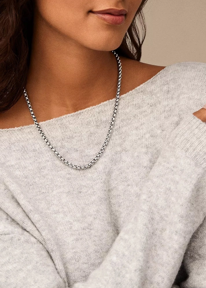 FOSSIL JEWELLERY ALL STACKED UP BOX LINK CHAIN NECKLACE JF04576040