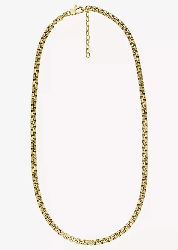 FOSSIL JEWELLERY ALL STACKED UP BOX LINK GOLD CHAIN NECKLACE JF04575710