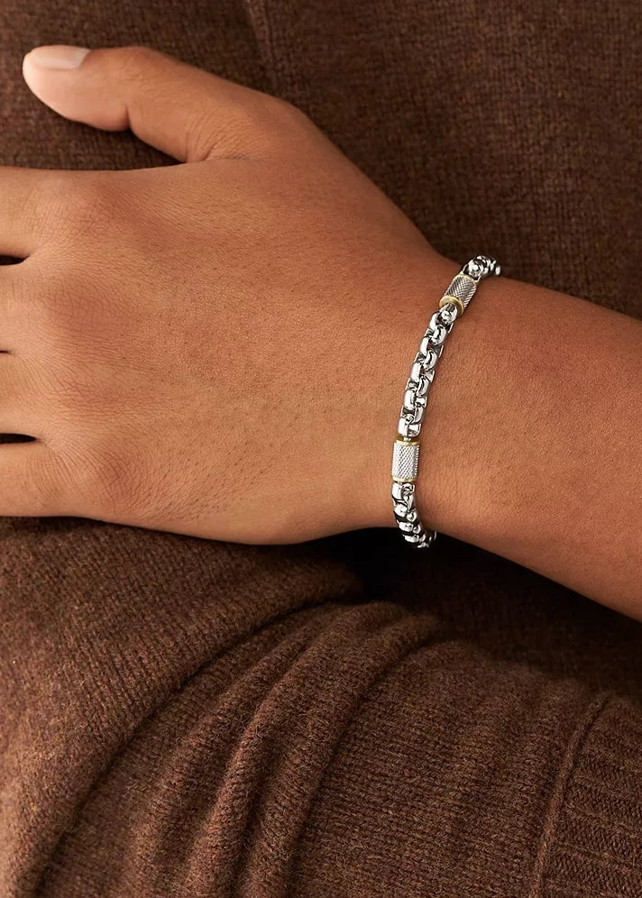 FOSSIL JEWELLERY ALL STACKED UP STEEL CHAIN BRACELET JF04138998