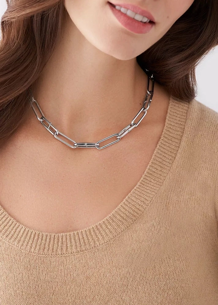 FOSSIL JEWELLERY HERITAGE D-LINK STAINLESS STEEL NECKLACE JF04503040