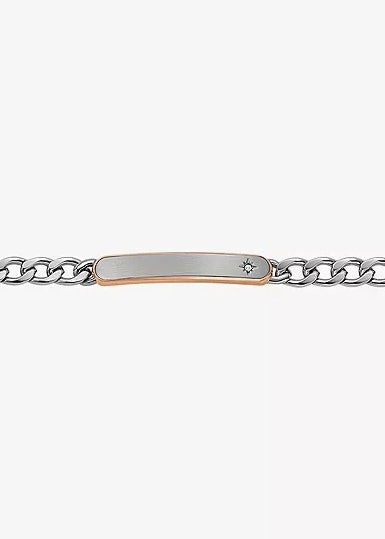FOSSIL JEWELLERY  ID PLAQUE ROSE STAINLESS STEEL BRACELET JF04395998