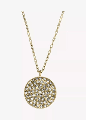 FOSSIL JEWELLERY SADIE CRYSTAL DISC PENDANT GOLD NECKLACE JF04544710