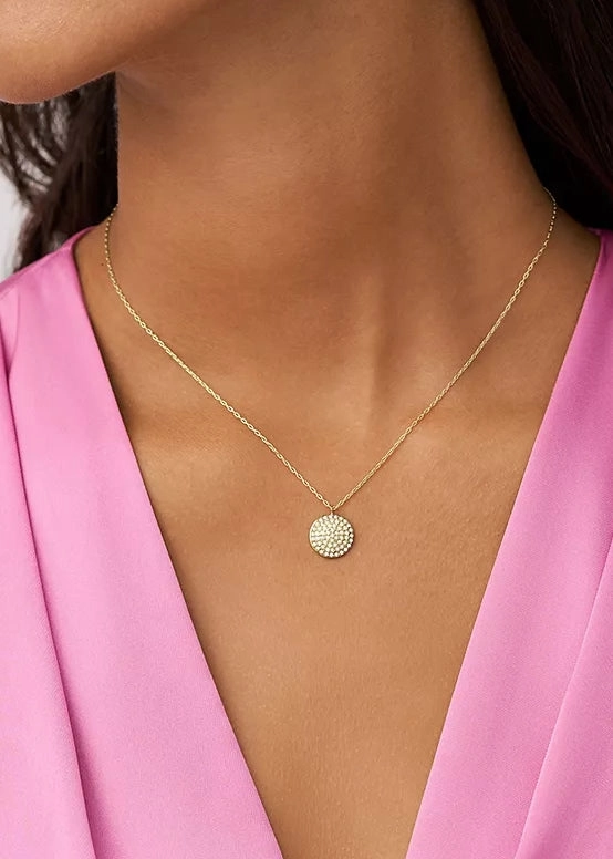 FOSSIL JEWELLERY SADIE CRYSTAL DISC PENDANT GOLD NECKLACE JF04544710