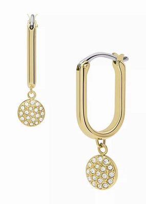 FOSSIL JEWELLERY SADIE GLITZ DISC GOLD HOOP EARRINGS JF04546710
