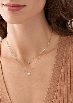 FOSSIL JEWELLERY SADIE TOKENS OF AFFECTION GOLD NECKLACE JF04357998