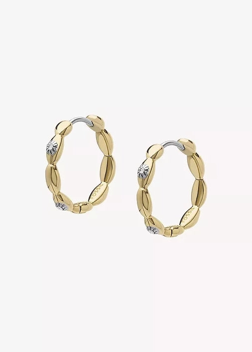 FOSSIL JEWELLERY SUTTON EVIL EYE GOLD TONE HOOP EARRINGS JF04795710