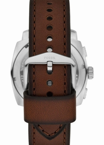 FOSSIL MACHINE CHRONOGRAPH GREEN DIAL BROWN LEATHER FS6100