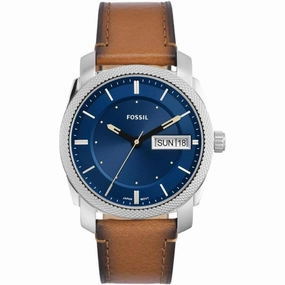 Fossil Machine Day-Date Display Tan LiteHide Leather Strap Men's Watch FS5920P