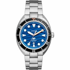 Fossil Men's Watch - Breaker Blue Dial Silver Stainless Steel Bracelet | FS6064
