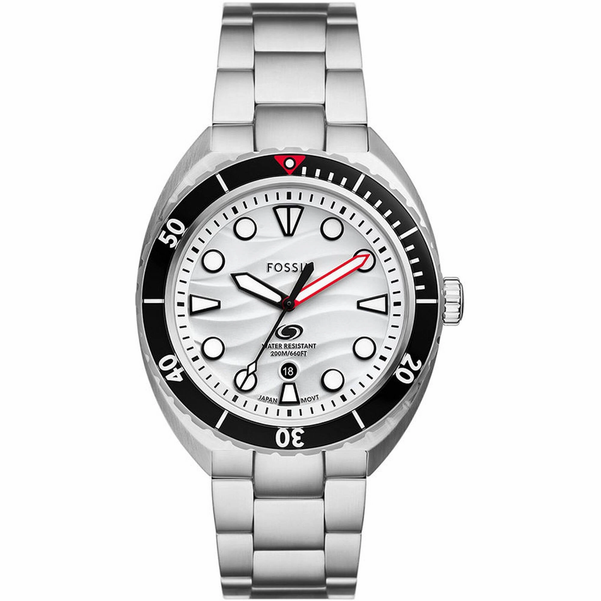 Fossil Men's Watch - Breaker White Dial Silver Stainless Steel Bracelet | FS6063