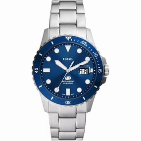 Fossil Men's Watch - Dive Quartz Blue Dial Silver Stainless Steel Bracelet | FS6029