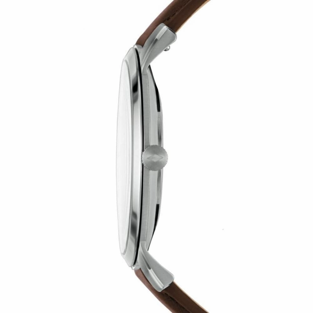 Fossil Minimalist Brown Leather Strap Men Watch Set FS5966SETP