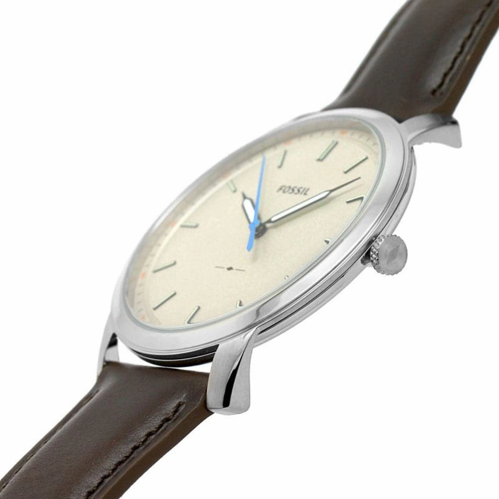 Fossil Minimalist Brown Leather Strap Men Watch Set FS5966SETP