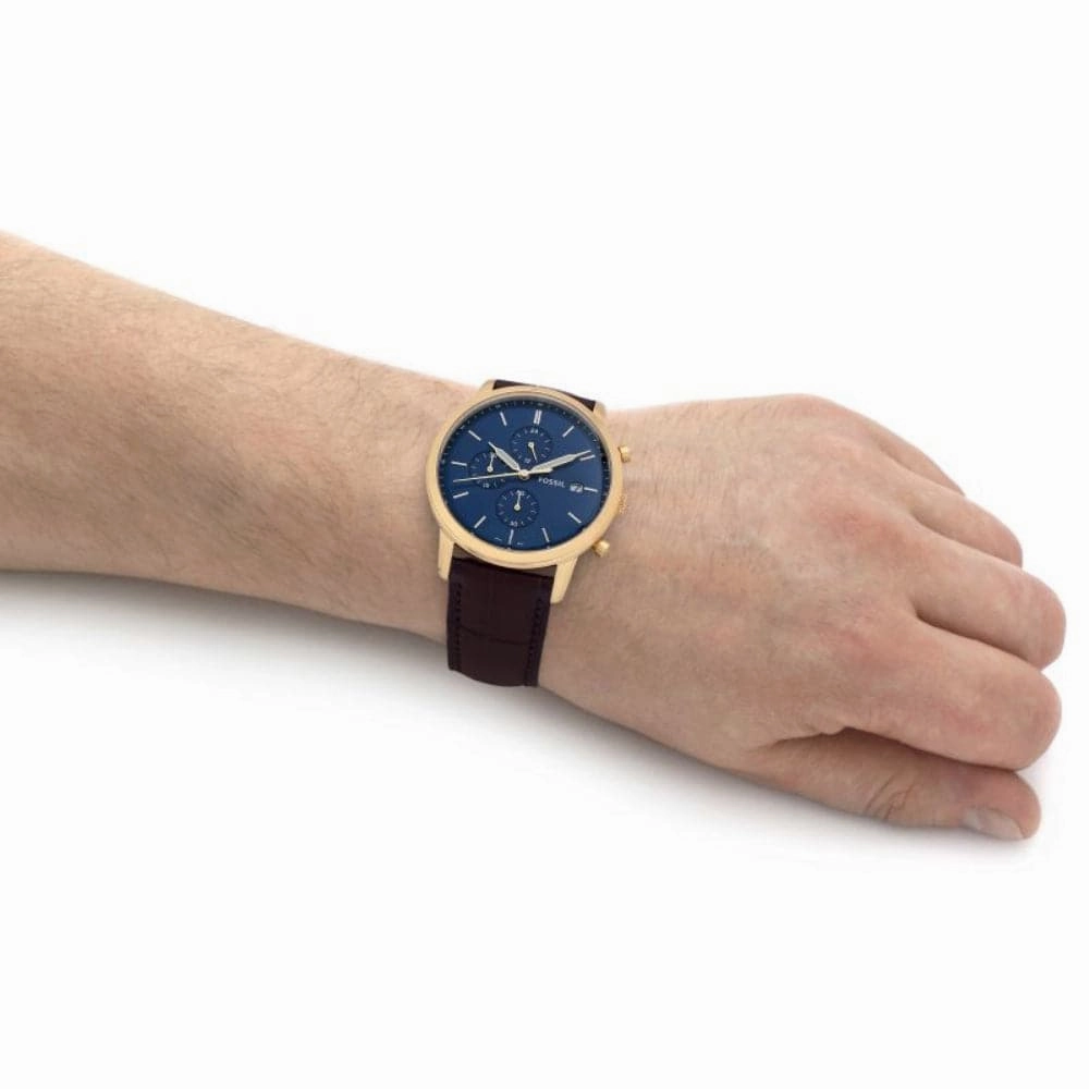 Fossil Minimalist Chronograph Brown Leather Strap Men Watch FS5942P