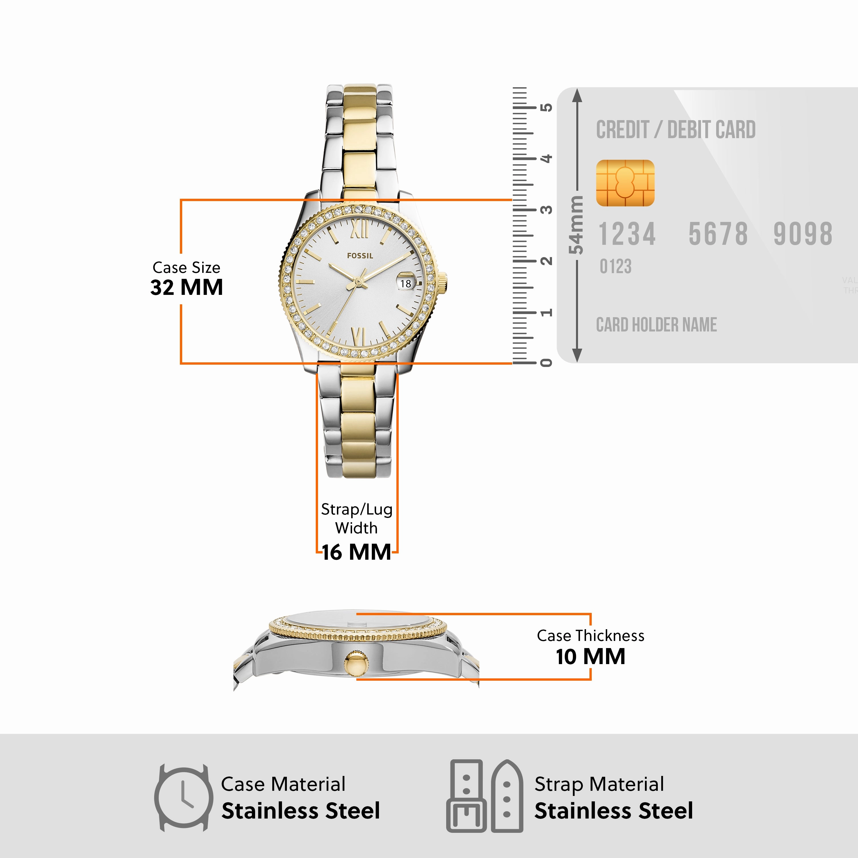Fossil Scarlette Mini Two-tone Women's Wristwatch ES4319
