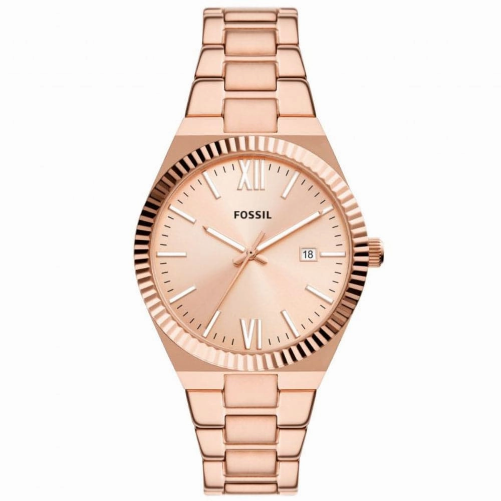 Fossil Scarlette Rose Gold Dial Stainless Steel Strap Women Watch ES5258P
